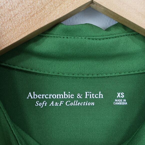 Abercrombie & Fitch Soft A&F Slinky Slim Jersey Button Down Shirt Green Size XS - Picture 4 of 8